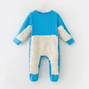 Baby Funny Romper Creative Mop Design Jumpsuit One-Piece Playsuit Cleaning Cloth Suit Infant Crawling Clothing for Baby Boy Girl