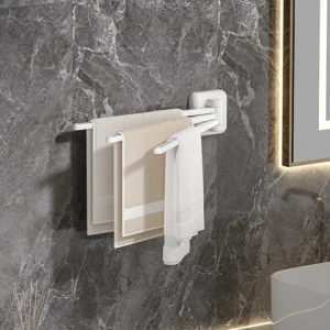 bathroom wall mounted Rotating Towel Bar with 3 Bars Swing Arm Towel Rail Rotatable Laundry Room  Rag Holder