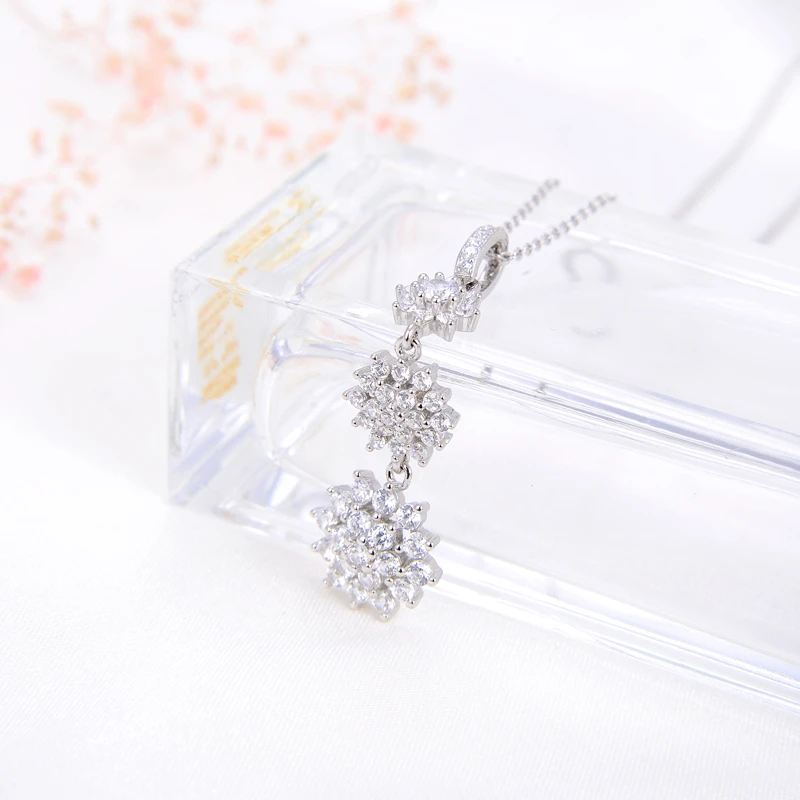 Beauty designs Crystal pendant necklace 925 sterling silver jewelry