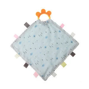Best price soft toy silicone teether sublimation plush kids chewing baby comfortable security blanket