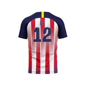 Best quality red blue stripes football jersey sublimation soccer uniforms