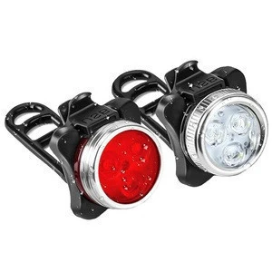 Bicycle accessory front headlight rear tail 3LED COB USB rechargeable bike light set bicycle light for road cycling safety