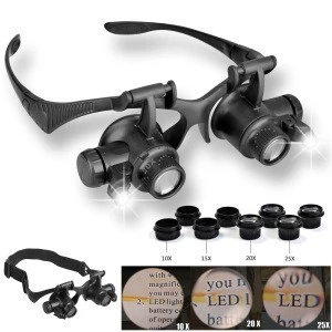 Binocular Loupe Jeweler Repair Watchmaker LED  Magnifying Glasses Headband  Magnifier 10X 15X 20X 25X