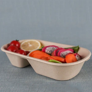 Bio-Degradable Paper Pulp Molded Sushi Bowl Container, Food Serving Tray Container