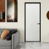 Black Frame Glass Narrow Frame Interior Partition Bathroom Glass Door European Aluminum frost glass Casement Door for house