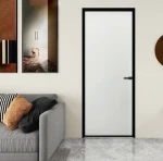 Black Frame Glass Narrow Frame Interior Partition Bathroom Glass Door European Aluminum frost glass Casement Door for house