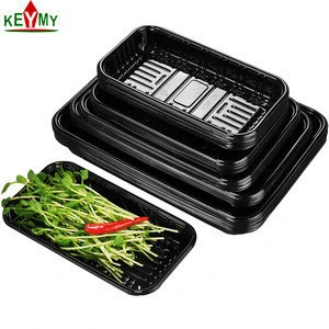 Black plastic meat vegetable fruit packaging tray