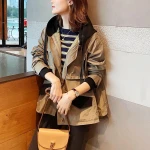 black suede jacket women outerwear hooded windbreak jacket