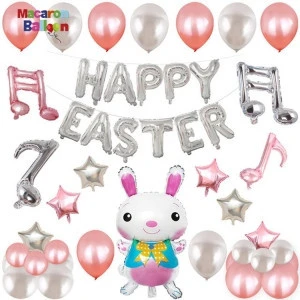 Blue Happy Easter Party Decoration Set with Latex Balloon Note Balloon for Birthday Baby Shower Easter Party Supplies K645