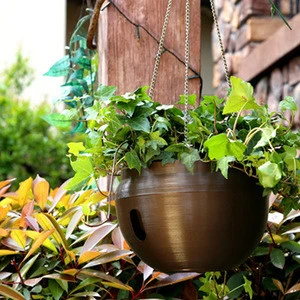 Bowl shaped half round outdoor plastic hanging flower pots planters