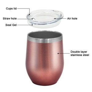BPA free  Eco friendly Double Wall Stainless Steel Stemless Wine Tumbler wine glass