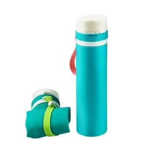 BPA Free Leakproof Collapsible Silicone Water Bottle For Outdoor Sports Hiking Camping