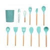 BPA Free11 PCS Silicone Kitchen  Utensils  Sets Tool Cooking Utensils  with Wood Handles Turner Tongs Spatula Spoon