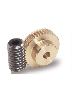 Brass gear and steel worm drive set