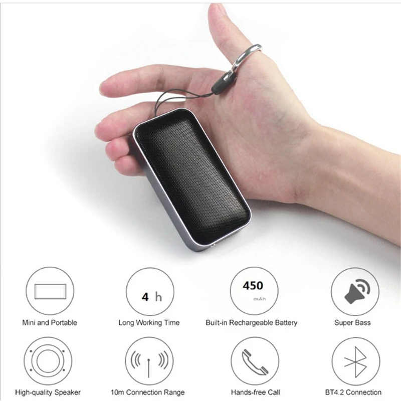 BT209 Portable Wireless Outdoor Mini Pocket Audio Ultra thin Metal Speaker Mini Loudspeaker Support TF Card USB Rechargeable