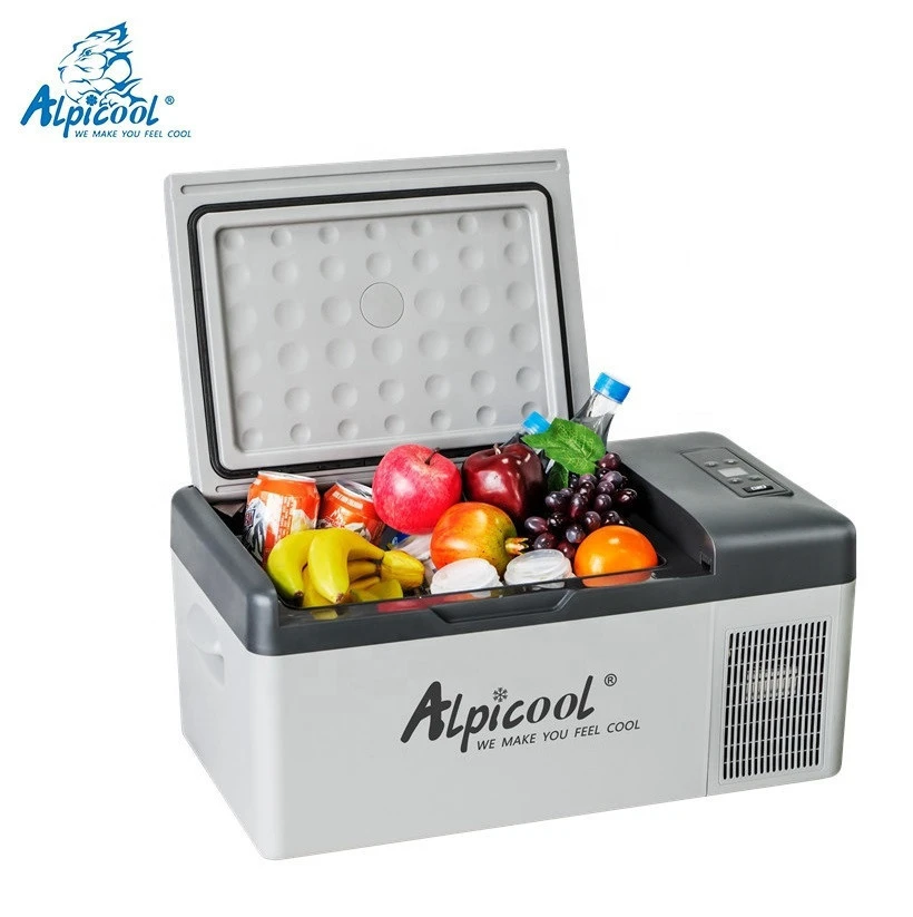 C15 15L Alpicool mini fridge dc 12v 24v built-in battery car fridge refrigerator for travel camping home dual use