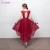 Import Cap Sleeve Short Front Long Back Wine Red Prom Dresses 2020 Burgundy Vestido Corto De Fiesta Key Hole Tea Length Prom Gown from China