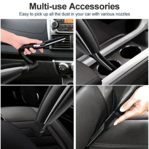 Car Vacuum Cleaner High Power 12V DC Portable Corded Handheld Vacuum Cleaner for Car Interior Cleaning with 3 Attachments & Bag
