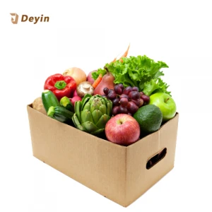 Cardboard box package for fresh vegetables and fruits