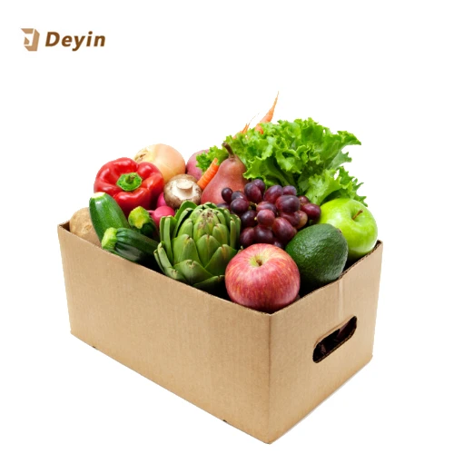 Cardboard box package for fresh vegetables and fruits