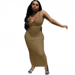casual dress 2021 new arrival summer tank long bodycon dresses sleeveless plain color women clothing vendors wholesale