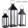 cheap white color metal garden hanging hurricane lantern for decorative outdoor 3pcs set