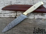 Chef Knife Damascus Steel Handmade Professional Japanese Serbian Chef Knife 8 inches Kitchen Knife Bone Handle Leather Sheath