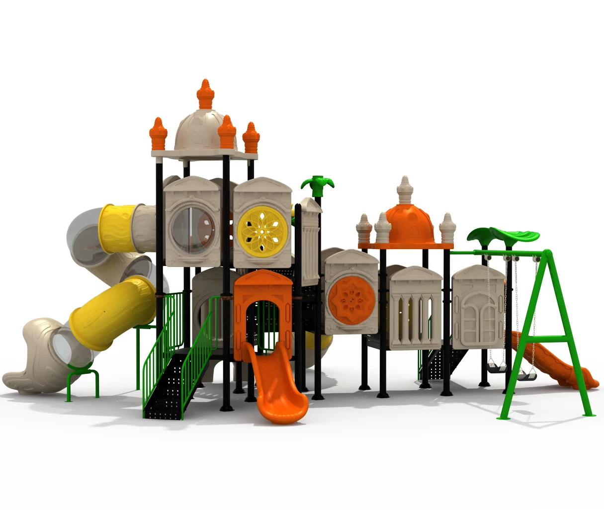 Children Outdoor Playground Sprial Tube Slide and Swing Set LY07401 Royal Palace Series Customized 5-10 Kids 3 - 15 Years CN;ZHE