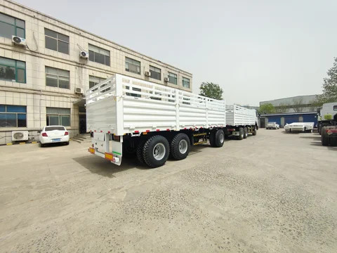 China low price tri-axle 20 ton 30 ton Sidewall drawbar flatbed full trailer for Ethiopia