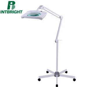 China Manufacturers Rectangular Magnifying Glass Dental Lamp With Rolling Floor Stand LED Light Medical Dental Equipments