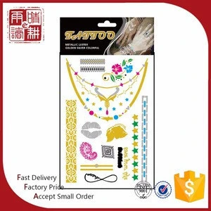 china wholesale temporary tattoo body jewelry art, metal flash tattoo