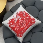 Chinese paper-cut style pattern comfortable breathable living room sofa hospital pillow pillowcase