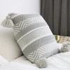 Chunky Acrylic Yarn Knitted Cushion Cover with Pom Pom