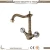 Import Classic Design Antique Color 3 Way Wall-Mount Old Brass Wall Mounted Kitchen Faucet from China