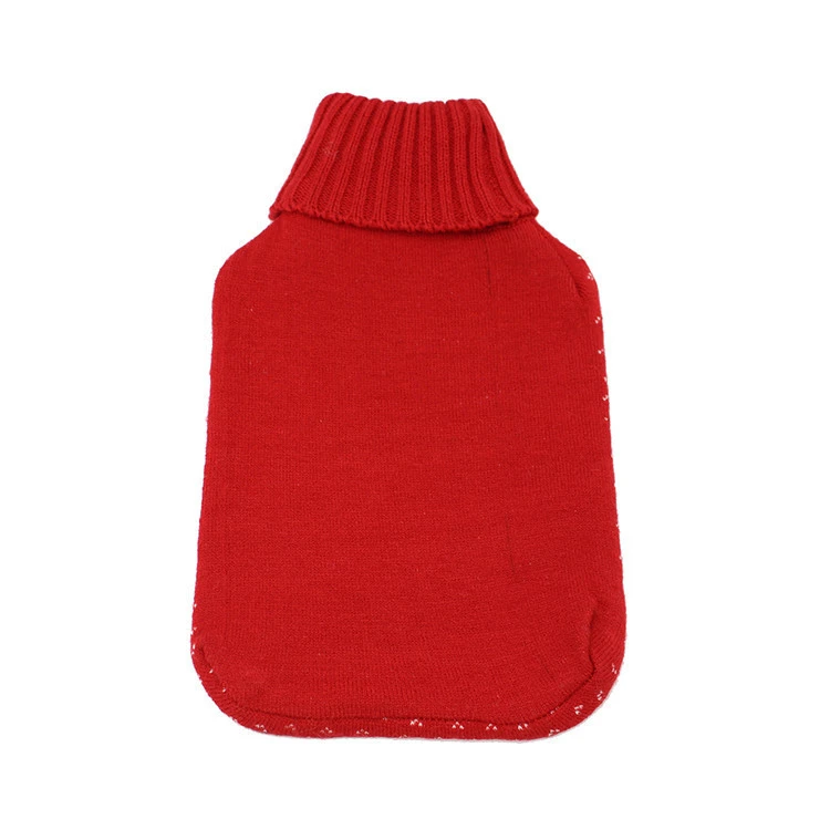 Classic Hot Water Bottle Bag with Personalized Red Snowman Knitting Cover
