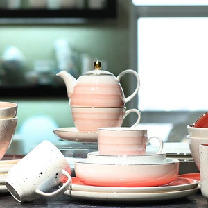 Coffee &amp; tea set custom color fancy handmade porcelain saucer with one cup