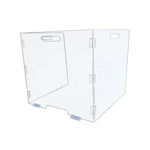 Collapsible Clear Acrylic Sneeze Guard Folded Desk Shield For School Desk Counter