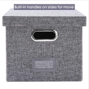Collapsible Linen Hanging File Storage Organizer Boxes Creative Card Office Desk Organizer