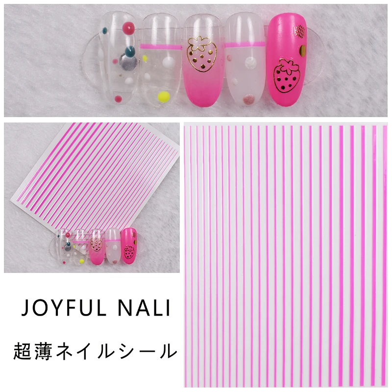 Colorful Self-Adhesive Nail Art Stripe Line Sticker Fluorescent Decal nail stickers