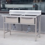 Commercial Undermount Double Bowl Basin Handmade Kitchen Sink Stainless Steel Kitchen Sink