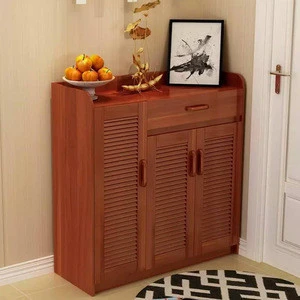 Contemporary Shoe Cabinet With 2 Doors &amp;Drawers Bamboo Furniture