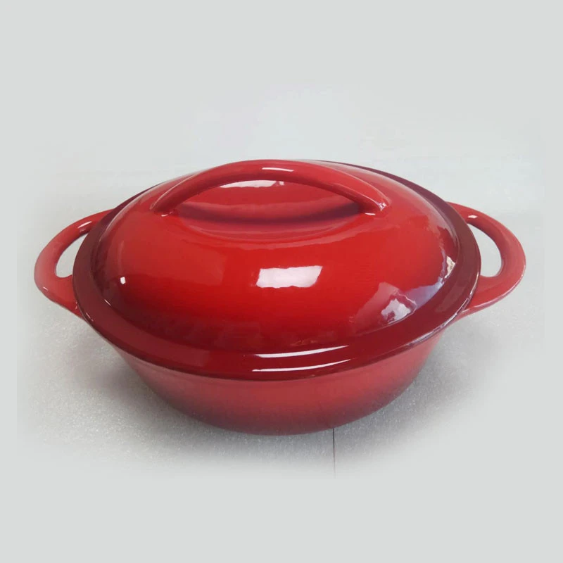 Cookware 6 QT Enameled Cast Iron Oval Dutch Oven Cooking Dish with Skillet Lid Cayenne Red