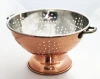 COPPER AND STAINLESS STEEL QUART COLANDER STRAINER WITH HEAVY DUTY BRASS HANDLES AND BASE