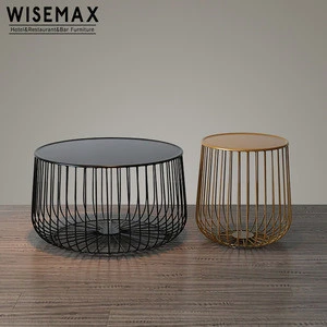 Creative design europe pumpkin shaped metal wire style coffee table with high quality