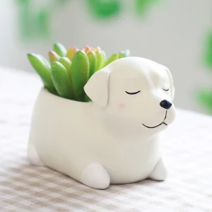 Creative Pot Cartoon Dog Planter Puppy Resin Planters Pots For Flowers Flower Desktop Macetas Home Garden