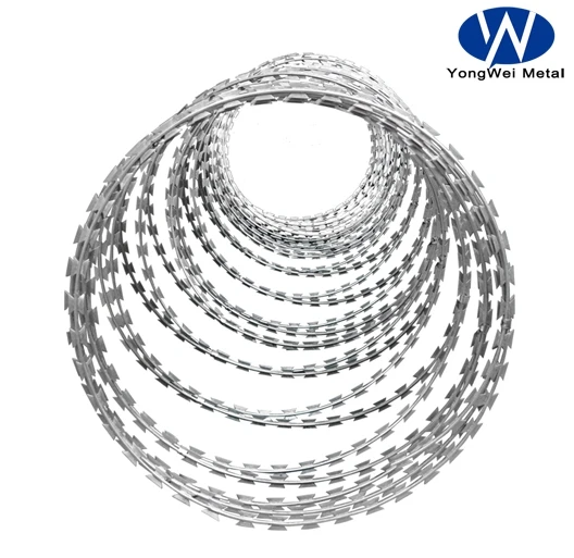 Cross loop coil BTO10 BTO22 BTO28 BTO30 CBT60 CBT65 hot dipped electric galvanized razor concertina barbed wire fence