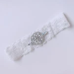 Crystal Applique Stretched Lace wedding Garter Bridal Garter Set for Women Handmade