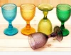 Cup Colored Bottle Beach Embossed Vintage Goblet Pressed Etched Wine Glass Wholesale