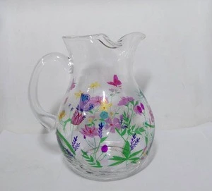 custom 1500ml clear drinking glass water carafe pitcher with handle