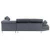 Custom leather L-shaped living room sofa folding fabric corner sofa with head pillow
